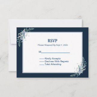 Wedding Blue Watercolor Flowers RSVP Response Card