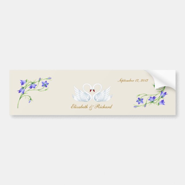 Wedding. Bluebells and swans Bumper Sticker (Front)