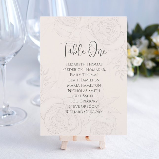 Wedding Blush Elegant Floral Table Number (This template is editable, so you can change and rearrange the text styles, and sizes. )