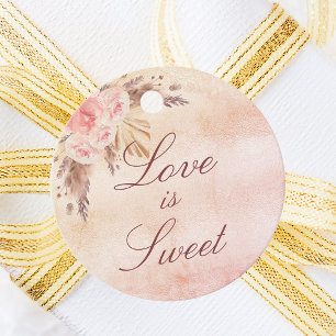 Wedding blush pampas grass rose Love is Sweet Favour Tags