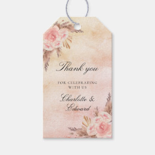 Wedding blush pampas grass rose thank you gift tags