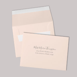 Wedding Blush Peach Pink Elegant Botanical RSVP Envelope