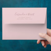 Blush Pink White Return Address Envelope