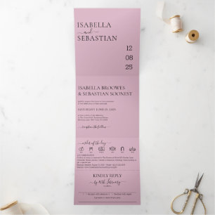 Wedding Blush Pink All in one set Tri-Fold Invitation