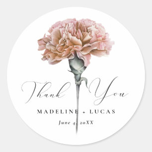 Wedding Blush Pink Carnation Classic Round Sticker