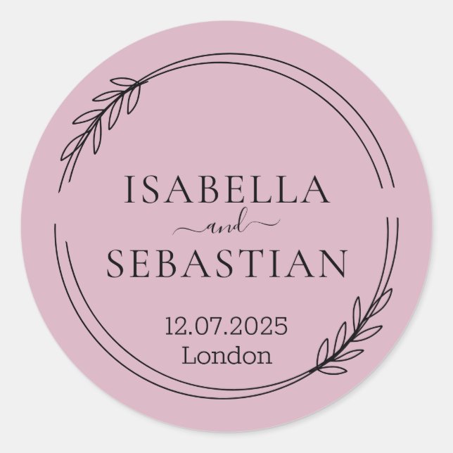 Wedding Blush Pink Color Classic Round Sticker (Front)
