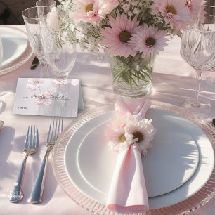 Wedding   Blush Pink Daisies Place Card