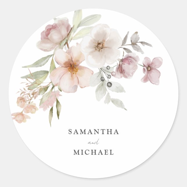 Wedding Blush Pink Floral Sticker (Front)