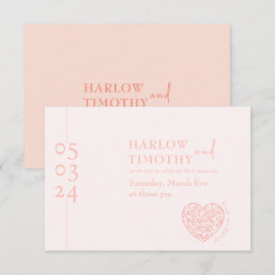Wedding blush pink hearth QR code enclosure card
