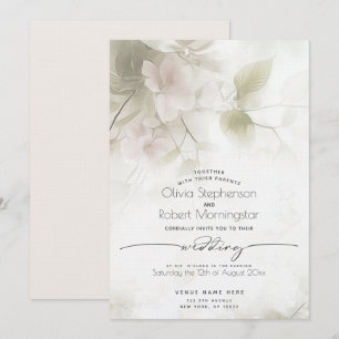 WEDDING Blush Pink Peach Tree Blossoms Invitation