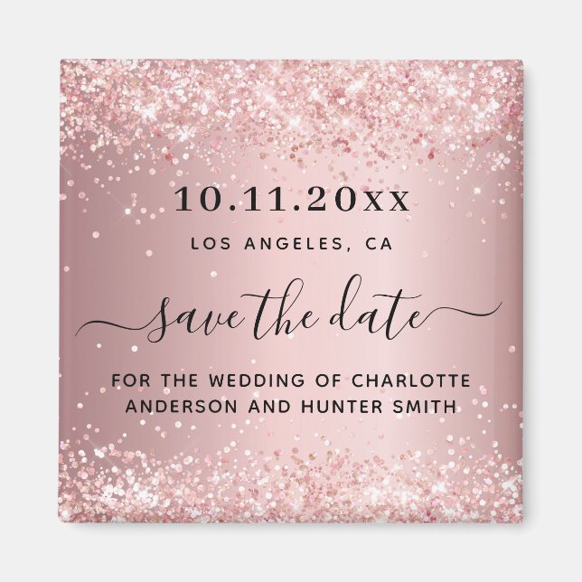 Wedding blush pink save the date magnet (Front)