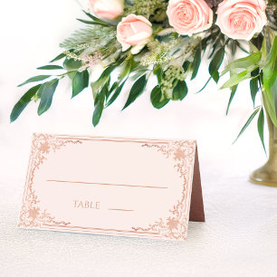 Wedding Blush Pink Vintage Elegant Rose Gold Place Card