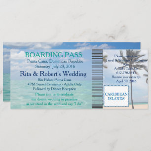 Wedding Boarding Pass Ticket Beach Destination Invitation