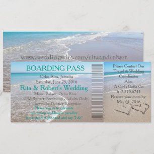 Wedding Boarding Pass Ticket-Destination Hearts Invitation