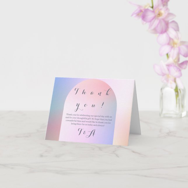 Wedding Boho Arch Pink Lilac Ombre Thank You Card (Orchid)