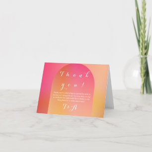 Wedding Boho Arch Sunset Ombre Thank You Card