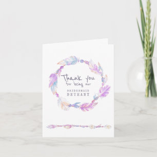 Wedding boho bridesmaid thank you card