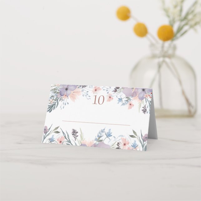 Wedding Boho Floral Wildflowers Place Card (Front)