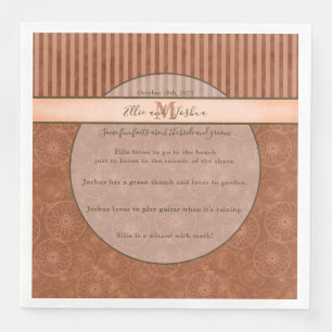 Wedding Boho Orange & Brown Geometric Stripe Napkin