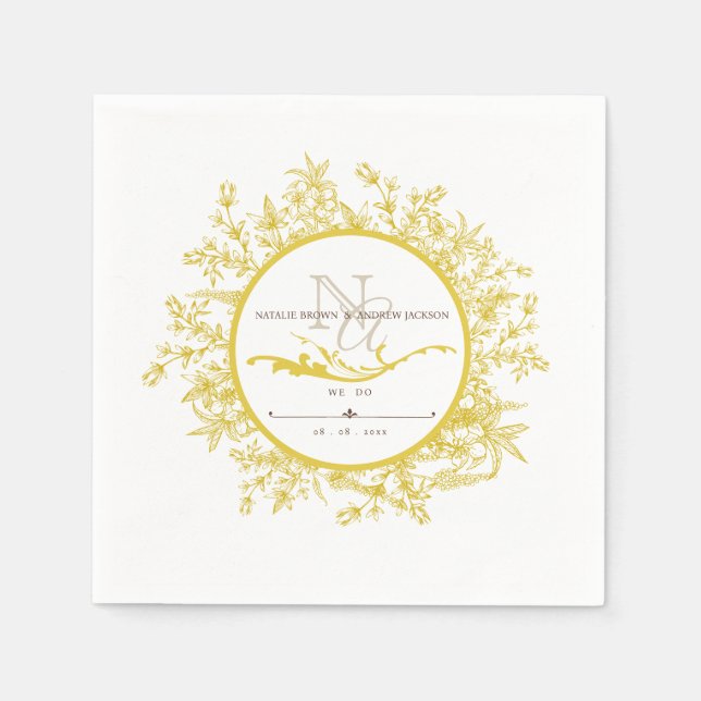 Wedding Boho Personalised Monogram Napkin (Front)