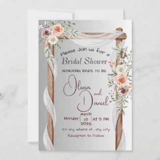 Wedding Boho Pink Peony Arch Frame Invitation