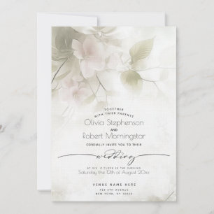 WEDDING Boho Watercolor Peach Blossoms Invitation