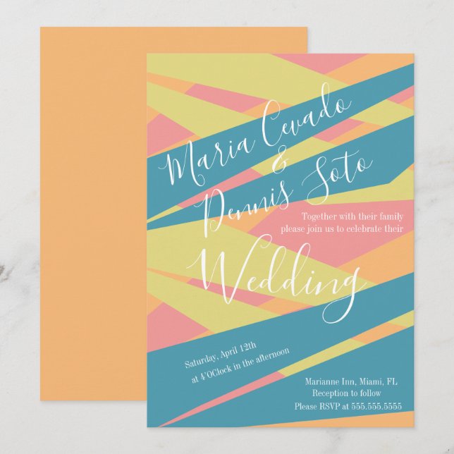 Wedding Bold Abstract Typography  Invitation (Front/Back)