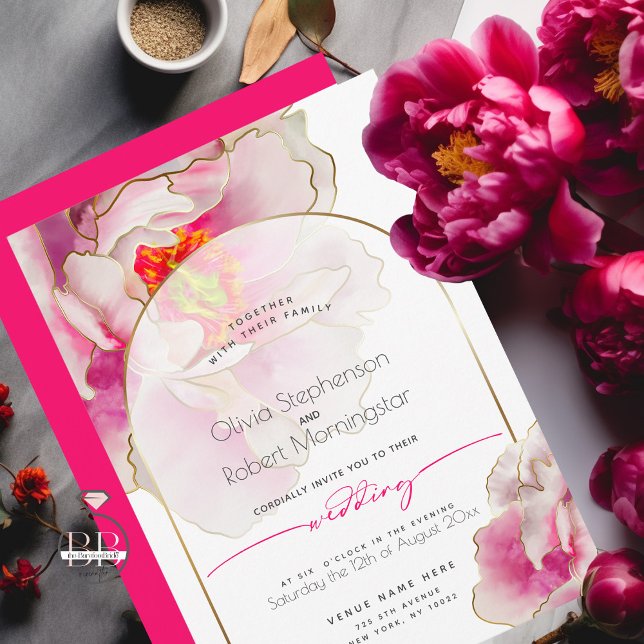 WEDDING  | Bold Beautiful Scarlet Peony  Invitation (Creator Uploaded)