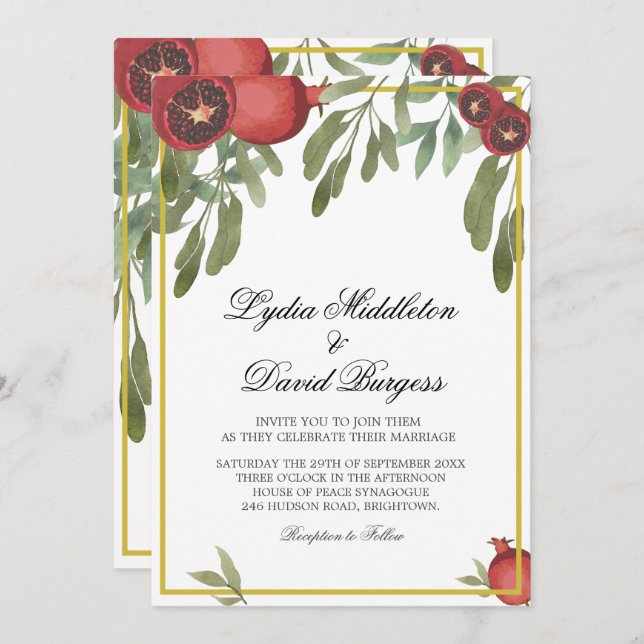 Wedding Botanical Boho Elegant Greenery  Invitation (Front/Back)