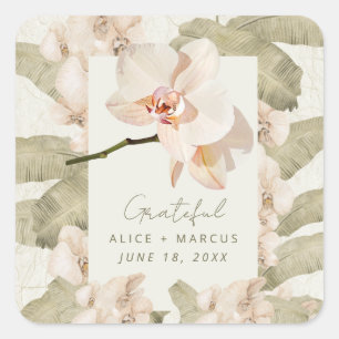 Wedding  Botanical Garden Thank You Favour Square Sticker
