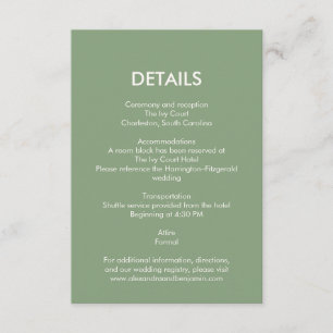 Wedding Botanical Vintage   Elegant Curated Detail Enclosure Card