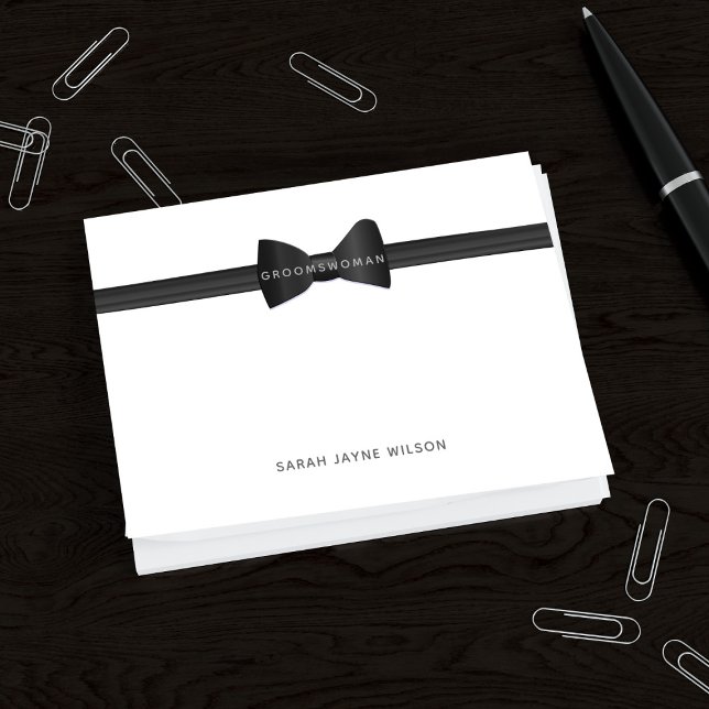 Wedding Bow Tie Groomswoman Post it Notes (Perfect wedding favor for your Groomswoman or any member of your bridal party. Just add their name)