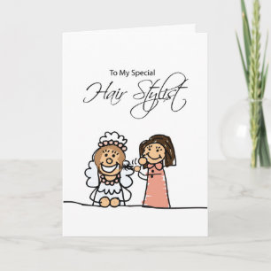 Wedding Bridal Hair Stylist Thank You, Stick Figur You Card