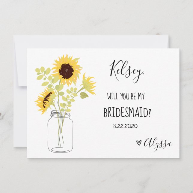 Wedding Bridal Party Bridesmaid Proposal Card (Front)
