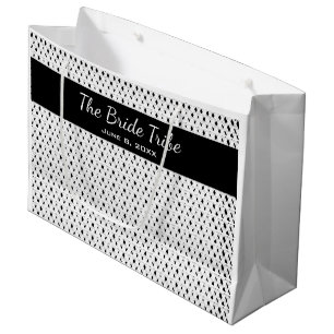 Wedding Bridal Party Custom Classic Black & White Large Gift Bag