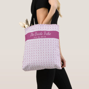 Wedding Bridal Party Custom White & Bold Fuschia Tote Bag