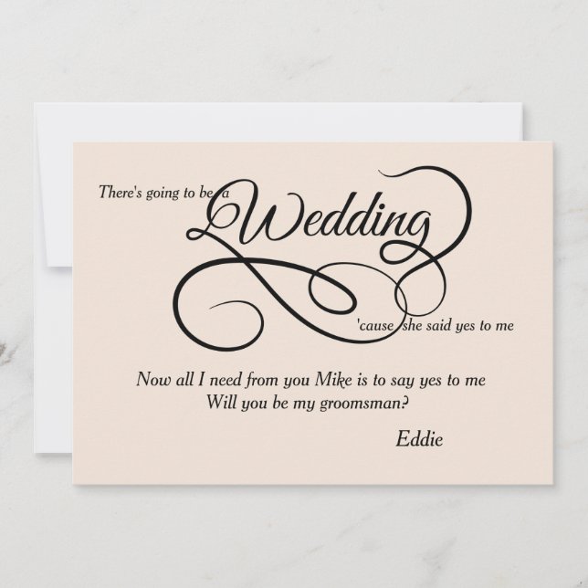Wedding Bridal Party Request Card (Front)