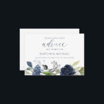 Wedding Bridal Shower Advice Cards Navy Watercolor<br><div class="desc">Navy Blue Watercolor Bouquet Bridal Shower or Wedding Advice Cards: This design features a beautiful navy blue watercolor floral bouquet at the bottom with just a hint of silver glitter. When your guests write their advice and wishes out for the couple, they can flip the card over to keep their...</div>