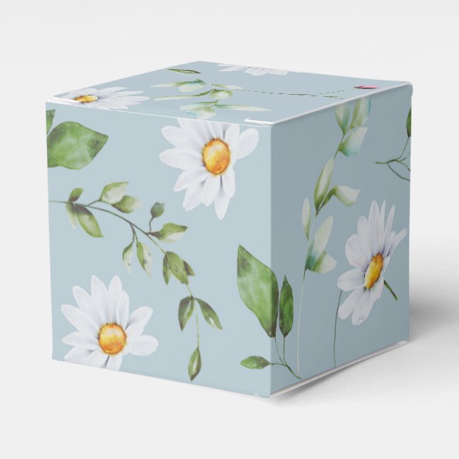 Wedding Bridal Shower Blue Daisy Favour Box (Front Side)