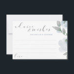 Wedding Bridal Shower Dusty Blue Grey Watercolor Advice Card<br><div class="desc">Dusty Blue and Grey Watercolor Bouquet Bridal Shower or Wedding Advice Cards: This design features soft dusty blue / blue-grey blooms with casual, bouncy lettering. The back has a wreath with the couple's initials and wedding date. When your guests write their advice and wishes out for the couple, they can...</div>