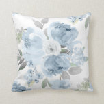 Wedding Bridal Shower Dusty Blue Watercolor Floral Cushion<br><div class="desc">Soft dusty blue - blue-grey watercolor floral throw pillow: This beautiful watercolor painted design pillow is perfect as a gift for the new bride / couple. It matches my soft dusty blue watercolor bouquet collection, and features large dusty blue flowers paired with grey watercolor greenery. If you're going all out...</div>