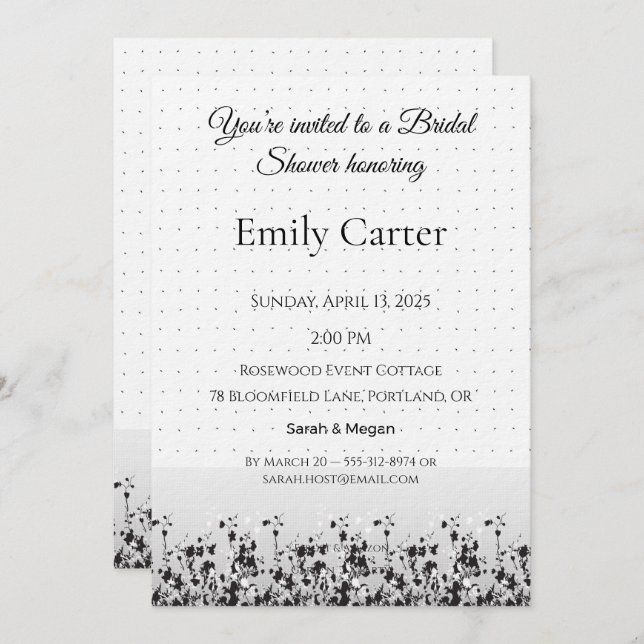 Wedding Bridal Shower | Elegant Invite Design (Front/Back)