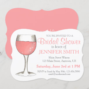 Wedding Bridal Shower Engagement Party Rosé Wine Invitation