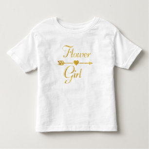 Wedding Bridal Shower Glitter Gold Flower Girl Toddler T-Shirt