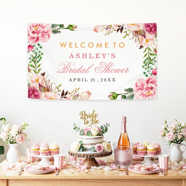 Wedding Bridal Shower Romantic Chic Floral Wrapped Banner (Creator Uploaded)