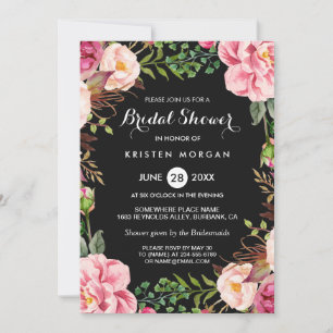 Wedding Bridal Shower Romantic Floral Wreath Wrap Invitation