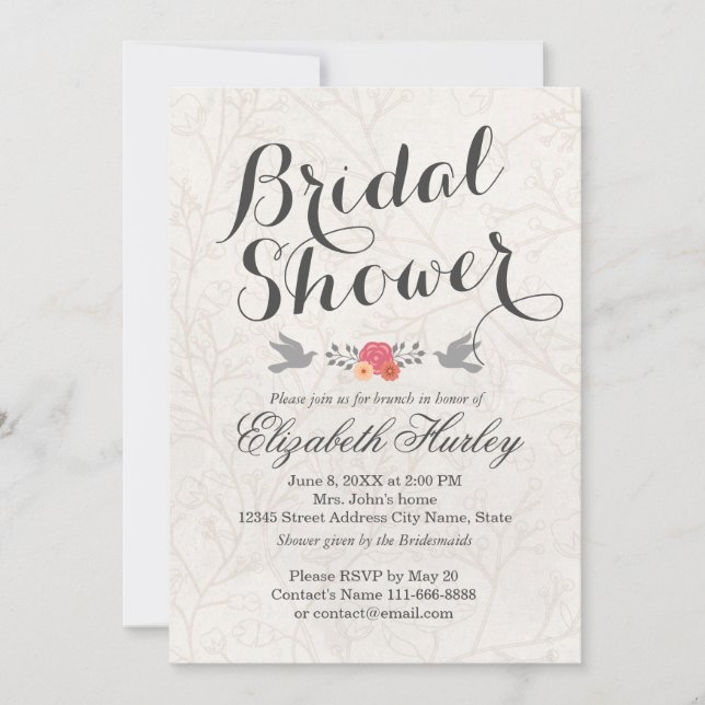Wedding Bridal Shower Simply White Elegant Floral Invitation (Front)