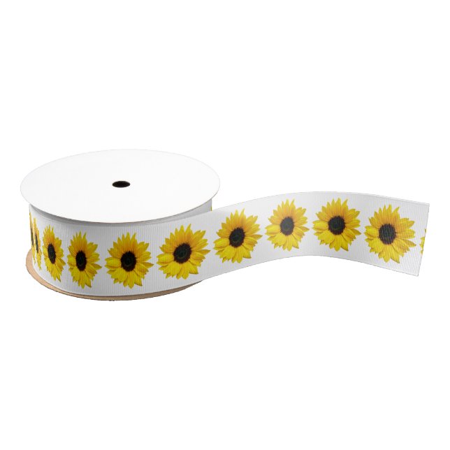 Wedding Bridal Shower Yellow Sunflower Flower 2 Grosgrain Ribbon (Spool)