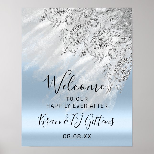 Wedding Bridal Welcome Dress Drips Gray Event Poster (Front)