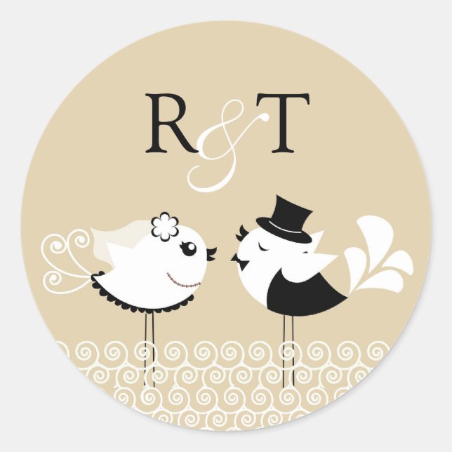 Wedding Bride and Groom Birds Stickers (Front)